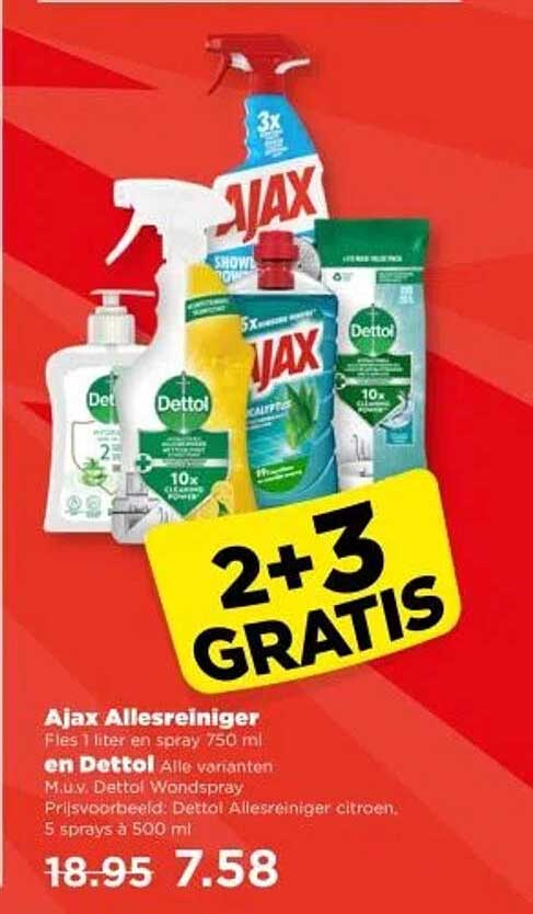 Ajax Allesreiniger Fles 1 liter en spray 750 ml en Dettol Alle varianten