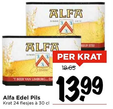 Alfa Edel Pils Krat 24 flesjes à 30 cl
