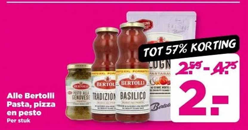 Alle Bertolli Pasta, pizza en pesto