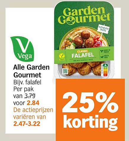 Alle Garden Gourmet Bijv. falafel Per pak van 3.79 voor 2.84