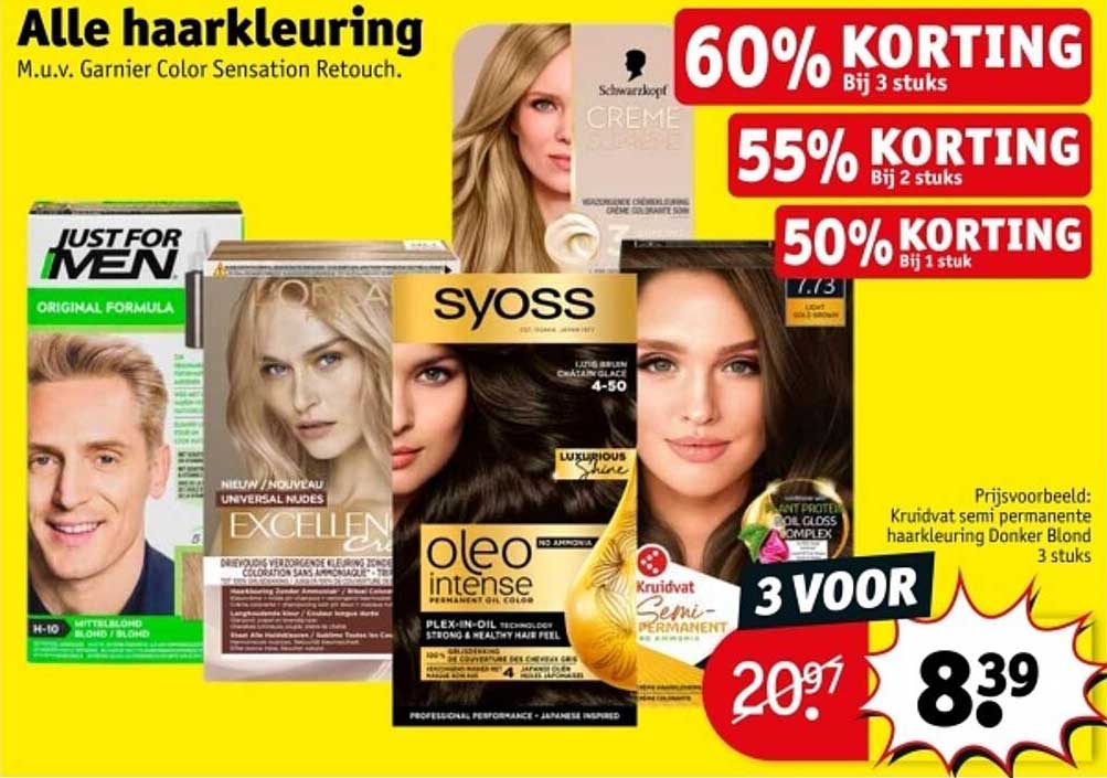 Alle haarkleuring m.u.v. Garnier Color Sensation Retouch.