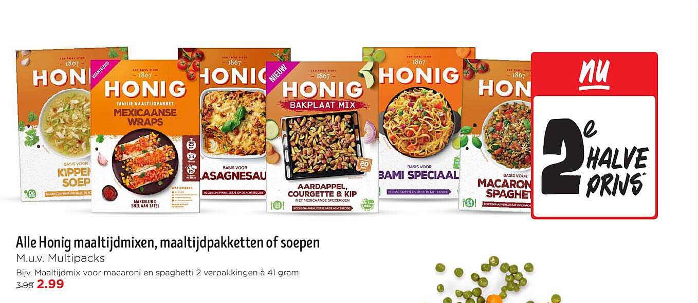 Alle Honig maaltijdmixen, maaltijdpakketten of soepen