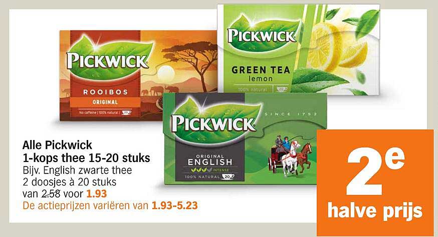 Alle Pickwick 1-kops thee 15-20 stuks