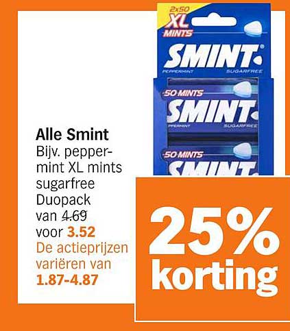 Alle Smint Bijv. peper-mint XL mints sugarfree Duopack