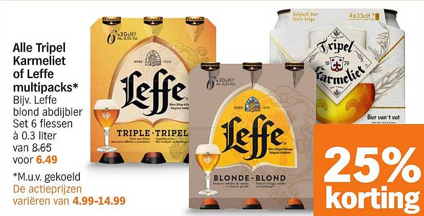 Alle Tripel Karmeliet of Leffe multipacks*