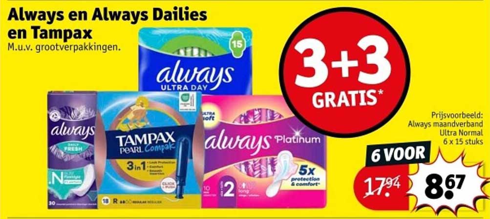 Always en Always Dailies en Tampax