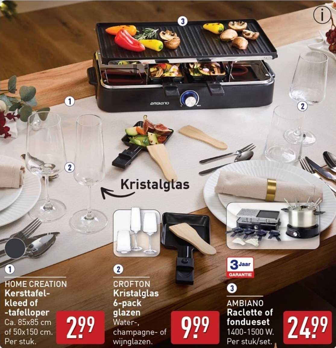 AMBIANO Raclette of fondueset 1400-1500 W. Per stuk/set.