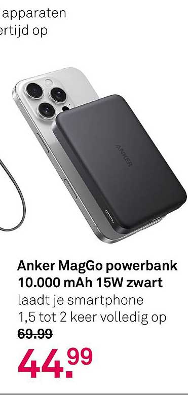 Anker MagGo powerbank 10.000 mAh 15W zwart