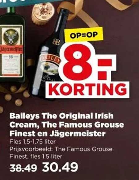 Baileys The Original Irish Cream, The Famous Grouse Finest en Jägermeister