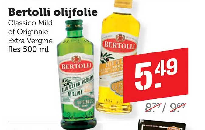 Bertolli olijfolie Classico Mild of Originale Extra Vergine fles 500 ml