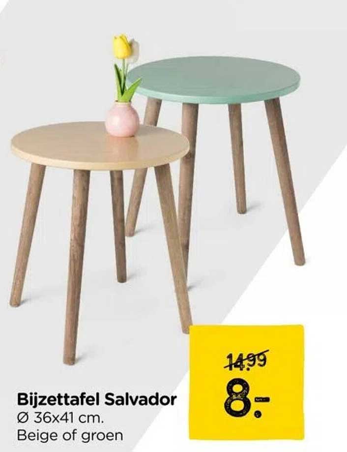 Bijzettafel Salvador Ø 36x41 cm. Beige of groen