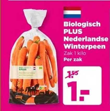 Biologisch PLUS Nederlandse Winterpeen Zak 1 kilo