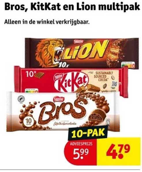 Bros, KitKat en Lion multipak