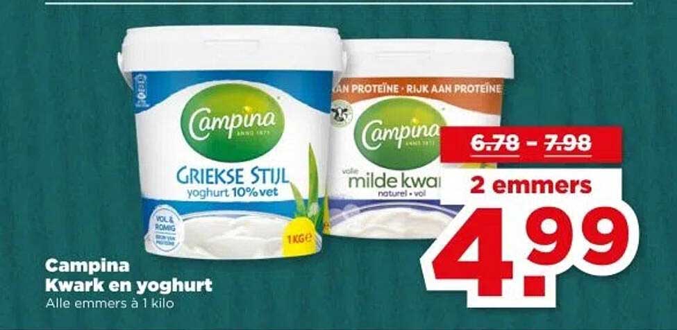 Campina Kwark en yoghurt - Alle emmers à 1 kilo