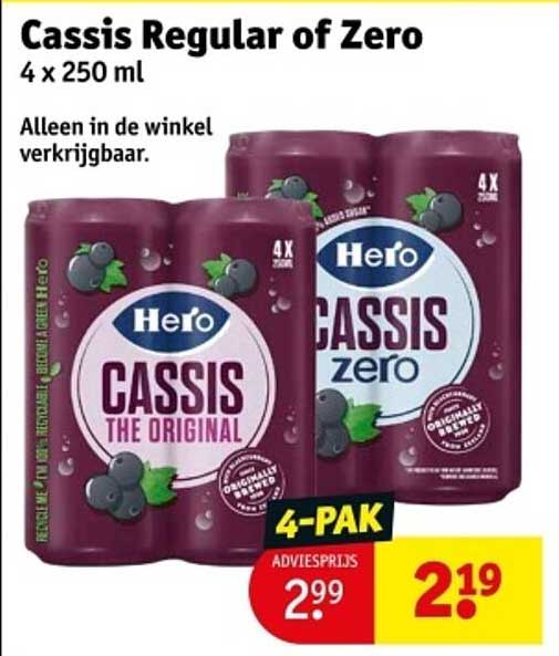 Cassis Regular of Zero 4 x 250 ml