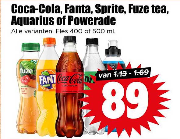 Coca-Cola, Fanta, Sprite, Fuze tea, Aquarius of Powerade