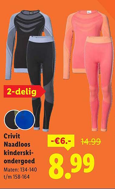 Crivit Naadloos kinderski-ondergoed 2-delig