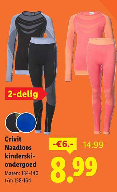 Crivit Naadloos kinderski-ondergoed 2-delig