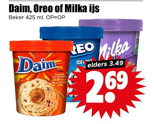 Daim, Oreo of Milka ijs