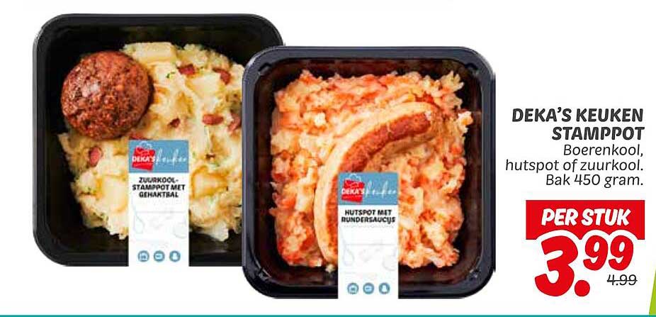 DEKA’S KEUKEN STAMPPOT Boerenkool, hutspot of zuurkool. Bak 450 gram.