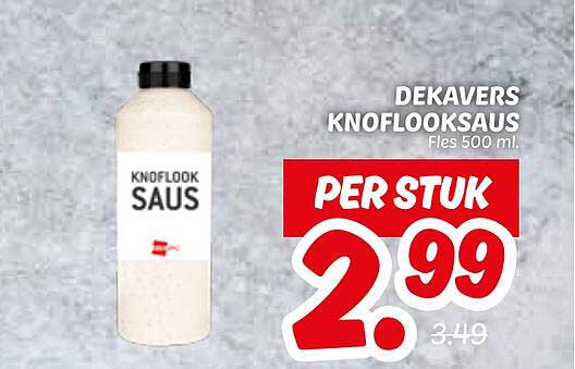 DEKAVERS KNOFLOOKSAUS FLES 500 ML.