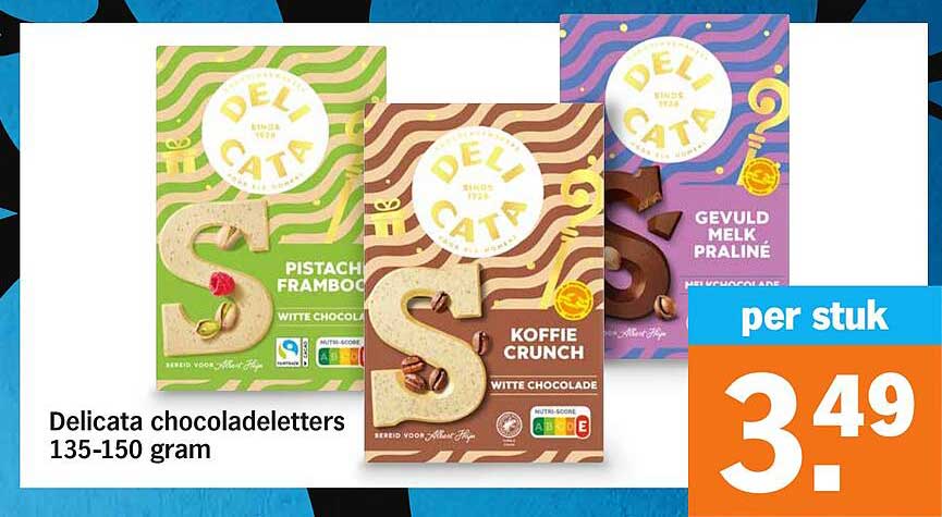 Delicata chocoladeletters 135-150 gram