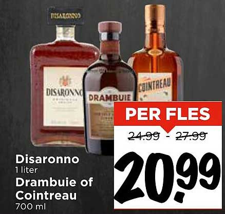 Disaronno 1 liter Drambuie of Cointreau 700 ml