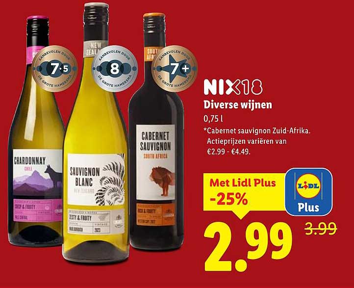 Diverse wijnen NIX18 0,75 L