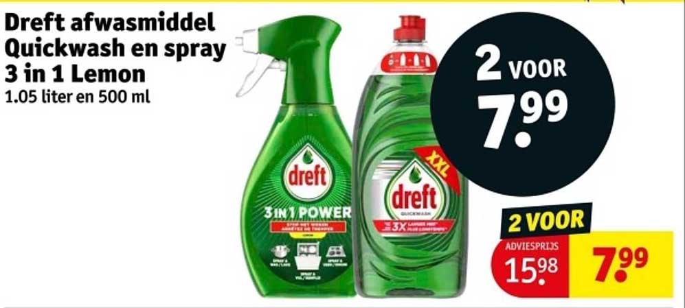 Dreft afwasmiddel Quickwash en spray 3 in 1 Lemon