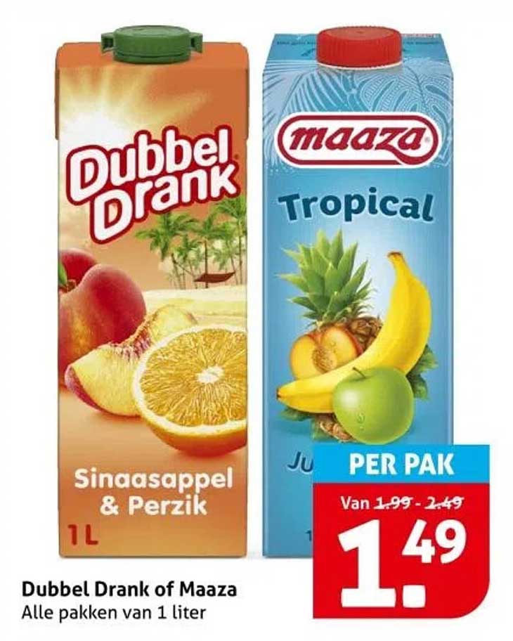 Dubbel Drank of Maaza - Alle pakken van 1 liter