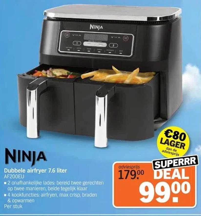 Dubbele airfryer 7.6 liter AF200EU