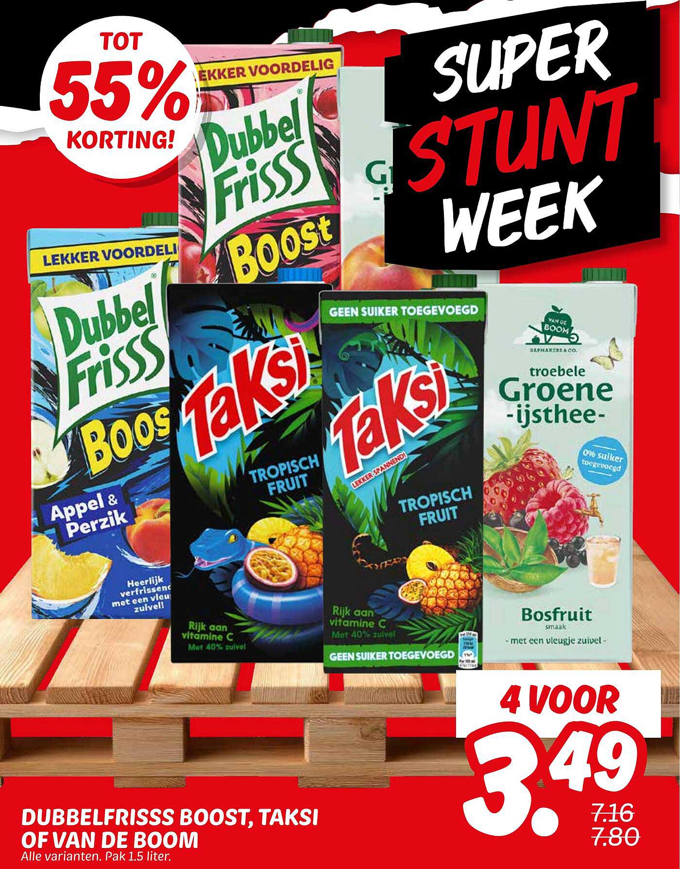 DUBBELFRISSS BOOST, TAKSI OF VAN DE BOOM - 4 VOOR 3,49