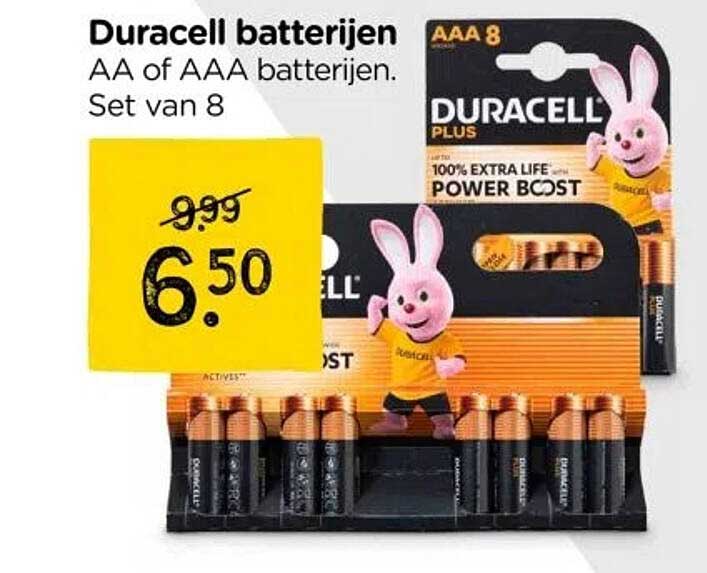 Duracell batterijen AA of AAA batterijen. Set van 8