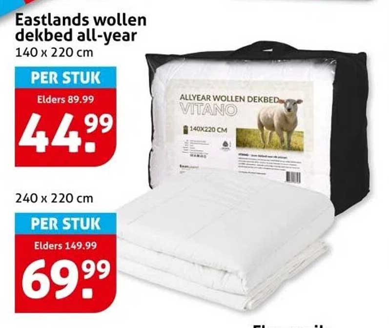 Eastlands wollen dekbed all-year 140 x 220 cm