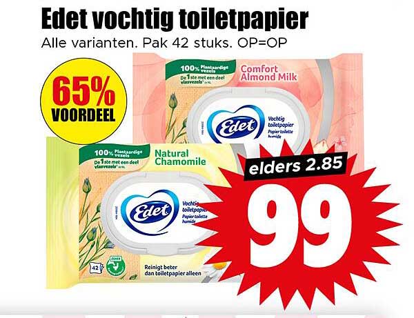 Edet vochtig toiletpapier - Alle varianten. Pak 42 stuks.
