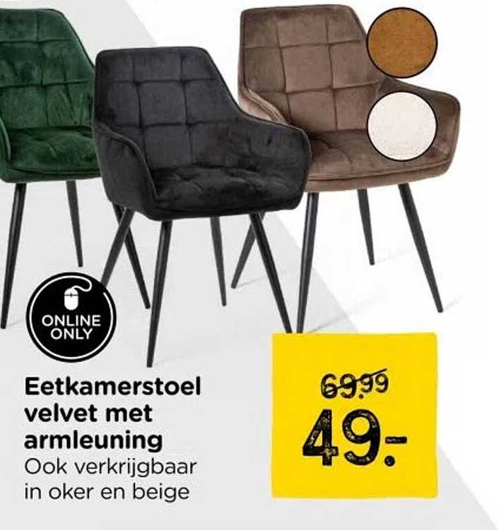 Eetkamerstoel velvet met armleuning