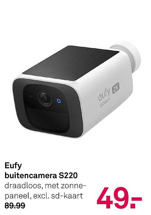 Eufy buitencamera S220 draadloos, met zonnepaneel, excl. sd-kaart