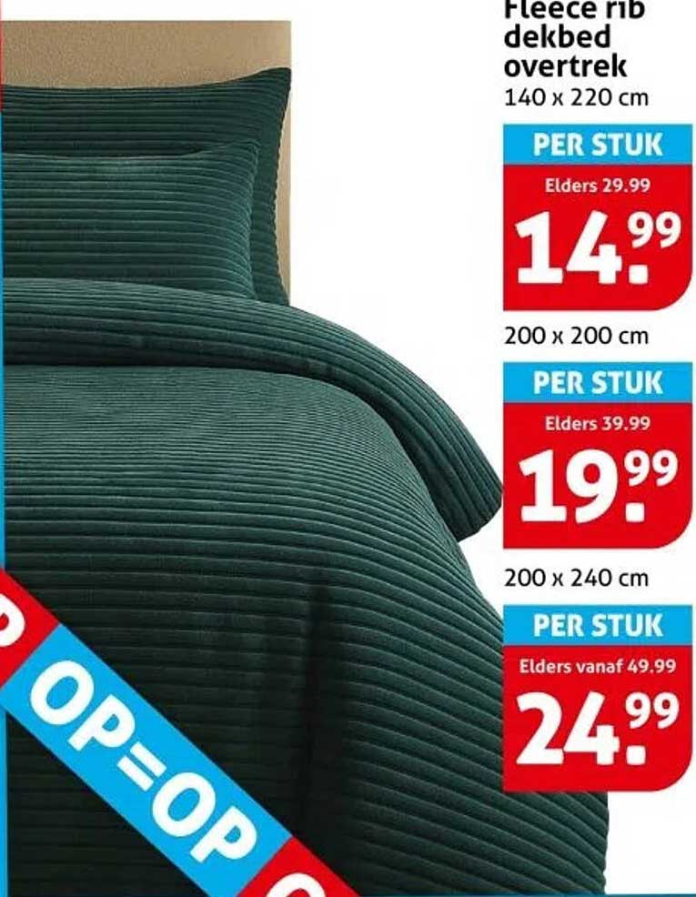 Fleece rib dekbed overtrek