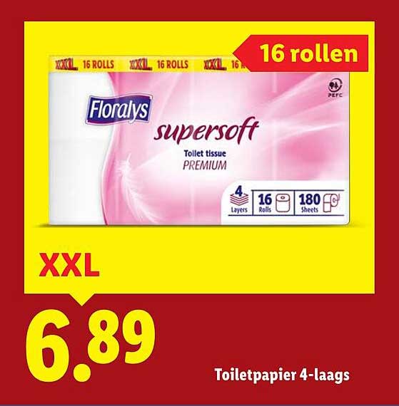 Floralys supersoft Toiletpapier 4-laags XXL 16 rollen