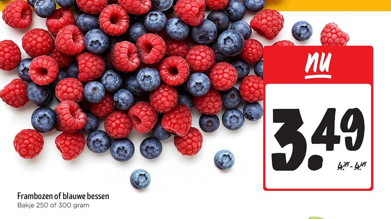 Frambozen of blauwe bessen Bakje 250 of 300 gram