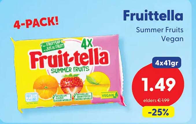 Fruit-tella Summer Fruits Vegan 4-pack