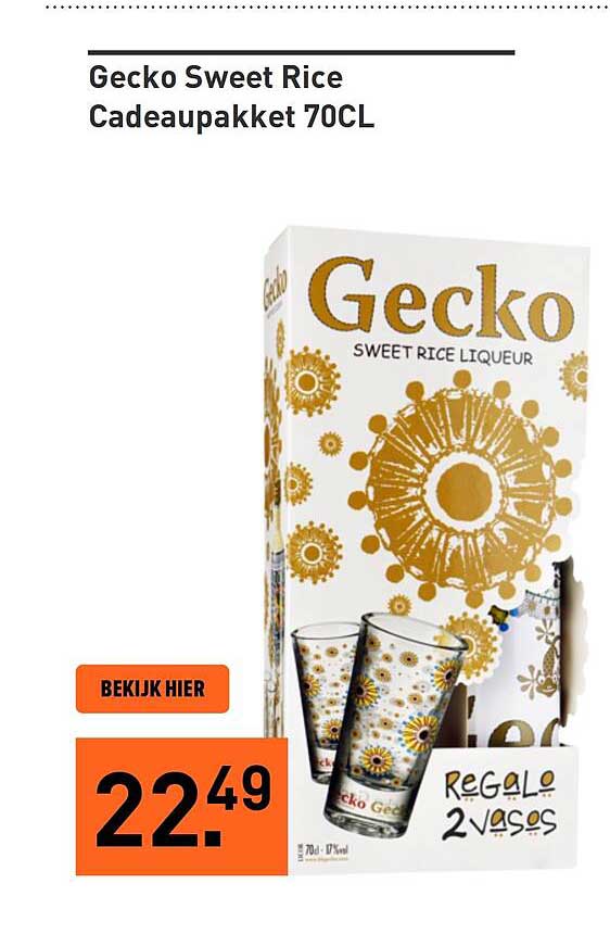 Gecko Sweet Rice Cadeaupakket 70CL
