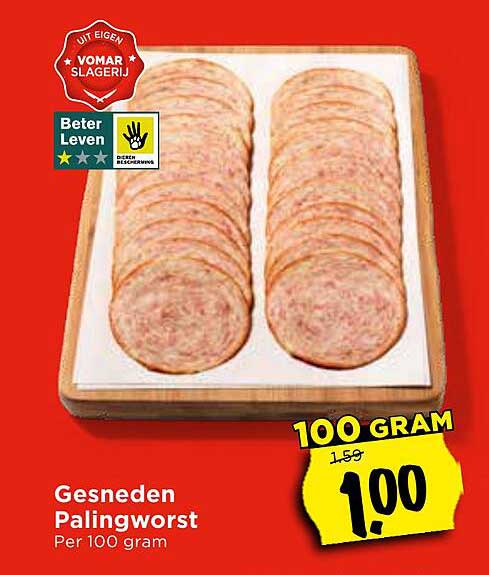 Gesneden Palingworst Per 100 gram