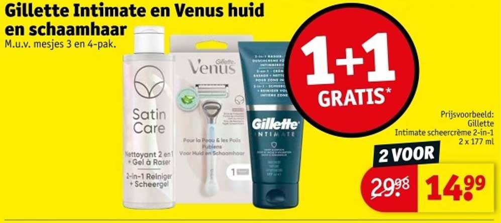 Gillette Intimate en Venus huid en schaamhaar