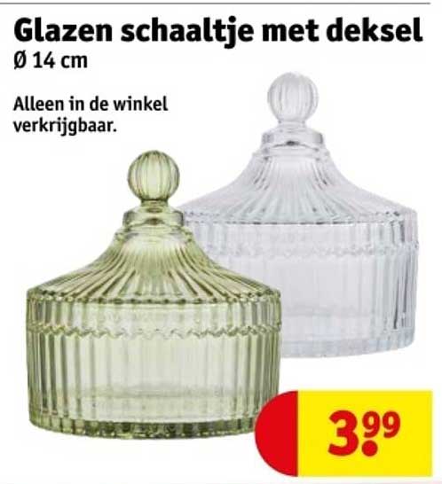 Glazen schaalje met deksel Ø 14 cm