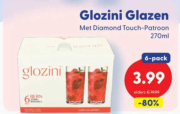 Glozini Glazen Met Diamond Touch-Patroon 270ml