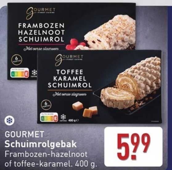 GOURMET Schuimrolgebak Frambozen-hazelnoot of toffee-karamel 400 g