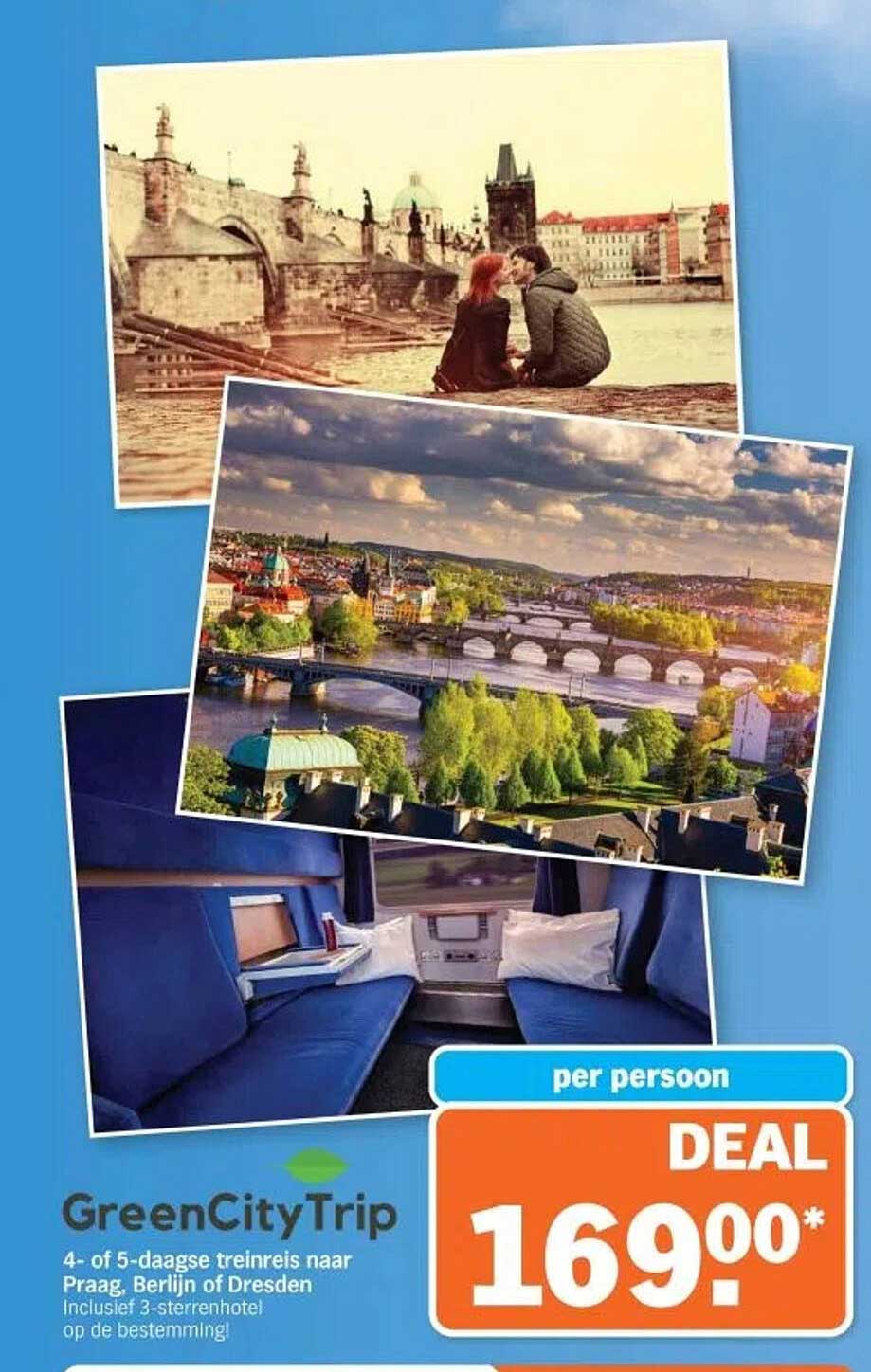 GreenCityTrip 4- of 5-daagse treinreis naar Praag, Berlijn of Dresden met 3-sterrenhotel