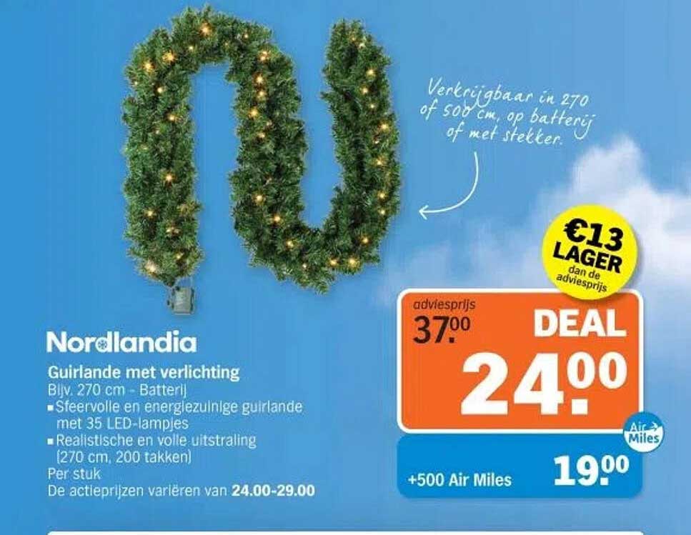 Guirlande met verlichting - 270 cm (Batterij)