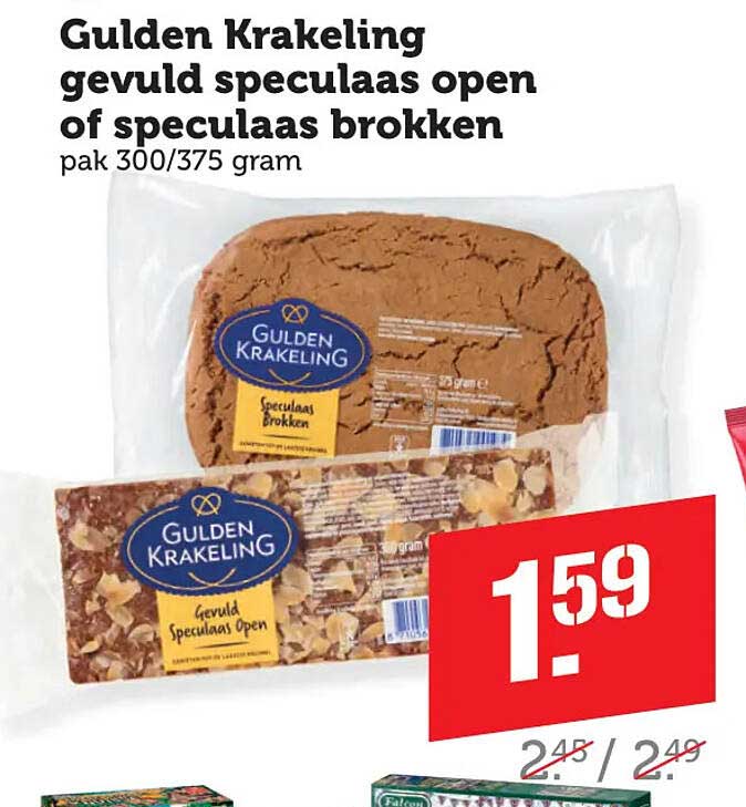 Gulden Krakeling gevuld speculaas open of speculaas brokken pak 300/375 gram